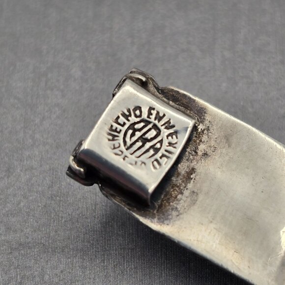 VTG RRA Mexican Sterling Silver Green Onyx Panel Link Bracelet 7" Rope Detail 40 - Picture 15 of 16